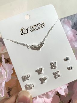 Jewels Galaxy - Heart inspired Silver Plated Multi-Piece Jewellery Set For Women & Girls (Set of 5)