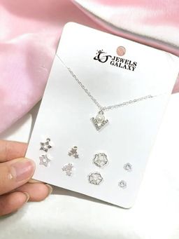 Jewels Galaxy - Stars inspired Silver Plated Multi-Piece Jewellery Set For Women & Girls (Set of 5)