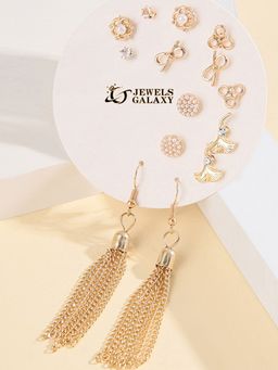 Jewels Galaxy - Gold Plated Gold-Toned Contemporary Earrings (Pack of 7)