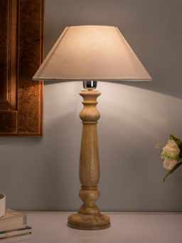 Homesake - Mabel Rustic Wood Table Lamp White Shade