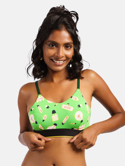 Bummer - Women's Wirefree Non Padded Printed Bralette Full Coverage Bra