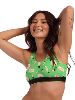 Bummer - Women's Wirefree Non Padded Printed Bralette Full Coverage Bra