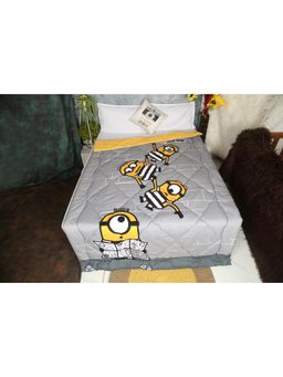 NEW COMERS - Grey Printed Reversible Single Bed Blanket for Kids