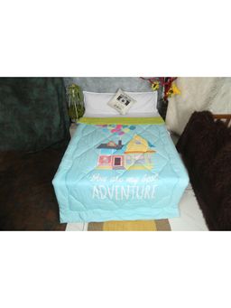 NEW COMERS - Blue Printed Reversible Single Bed Blanket for Kids