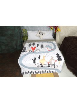 NEW COMERS - Blue Printed Reversible Single Bed Blanket for Kids