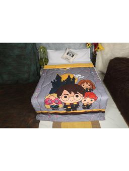 NEW COMERS - Grey Printed Reversible Single Bed Blanket for Kids