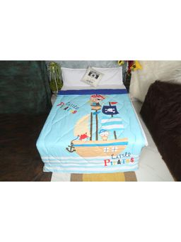 NEW COMERS - Blue Printed Reversible Single Bed Blanket for Kids
