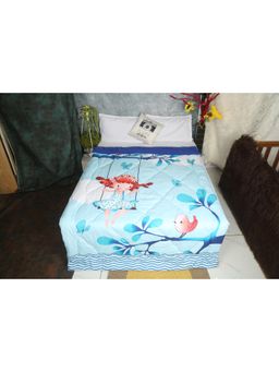 NEW COMERS - Blue Printed Reversible Single Bed Blanket for Kids