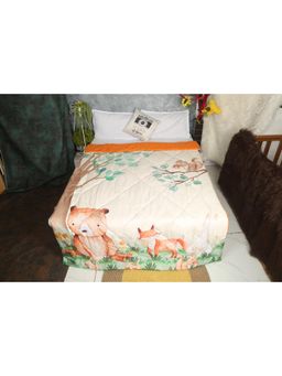 NEW COMERS - Orange Printed Reversible Single Bed Blanket for Kids