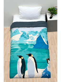 NEW COMERS - Blue Printed Reversible Single Bed Blanket for Kids