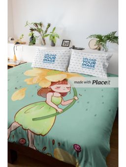 NEW COMERS - Green Printed Reversible Single Bed Blanket for Kids