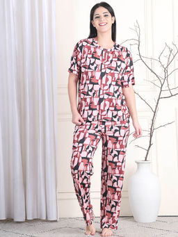 Kanvin - Pink Women's Top with Pyjama (Set of 2)