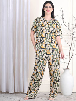 Kanvin - Green Women's Top with Pyjama (Set of 2)