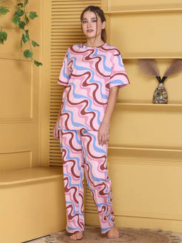 Kanvin - Pink Women's Top with Pyjama (Set of 2)