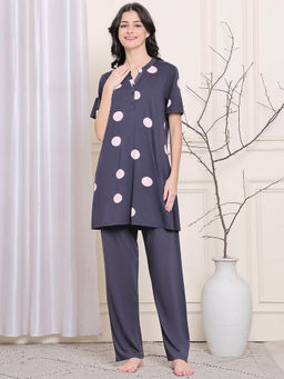 Kanvin - Blue Women's Top with Pyjama (Set of 2)