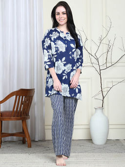 Kanvin - Blue Women's Top with Pyjama (Set of 2)