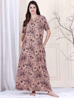 Kanvin - Beige Women's Long Nighty