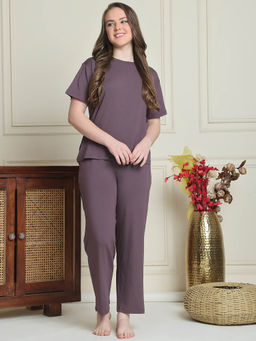 Kanvin - Purple Women's Top with Pyjama (Set of 2)