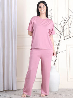 Kanvin - Pink Women's Top with Pyjama (Set of 2)