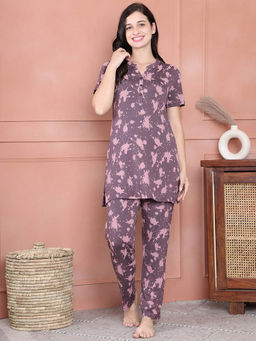 Kanvin - Purple Women's Top with Pyjama (Set of 2)