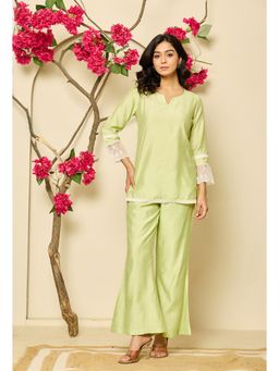 Kasya - Green Solid Chanderi Co-Ord Set