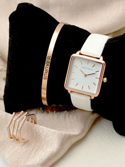 Joker and Witch - Joker & Witch White Stainless Steel Watch and Bracelet With Ring (Set of 3)