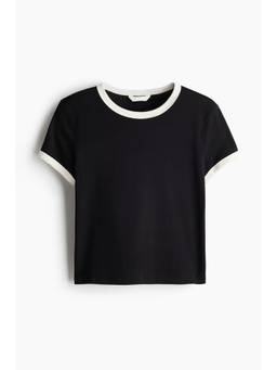 H&M - Women Black Cotton T-Shirt