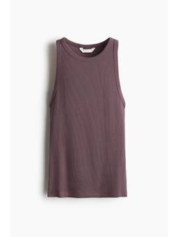 H&M - Women Purple Ribbed Cotton Vest Top
