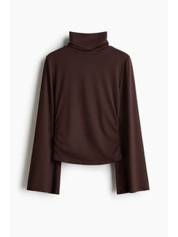H&M - Women Brown Draped Turtleneck Top