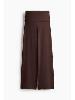 H&M - Women Brown Foldover-Waist Jersey Trousers