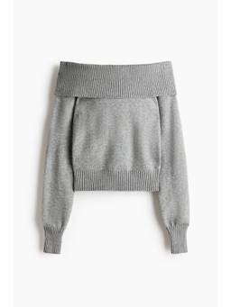 H&M - Women Grey Off-The-Shoulder Jumper