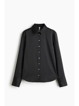H&M - Women Black Fitted Twill Shirt
