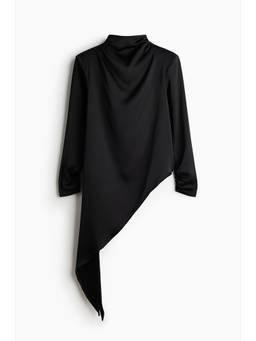 H&M - Women Black Tie-Detail Satin Blouse