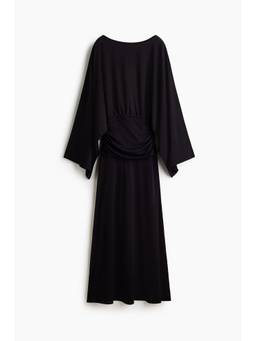 H&M - Women Black Draped Batwing-Sleeved Dress