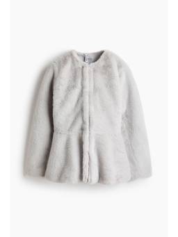 H&M - Women Grey Pile Peplum Jacket