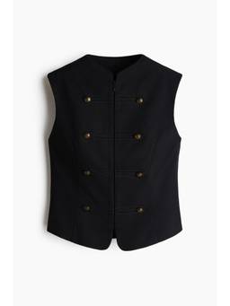 H&M - Women Black Button-Detail Twill Waistcoat