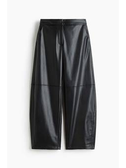 H&M - Women Black Balloon-Leg Coated Trousers