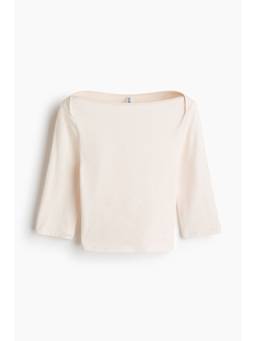 H&M - Women White Boat-Neck Cotton Top