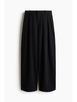 H&M - Women Black Pleated Baggy Trousers