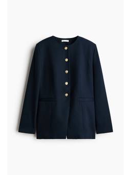 H&M - Women Blue Single-Breasted Twill Blazer