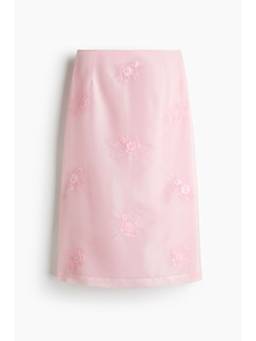 H&M - Women Pink Embroidered Organza Skirt