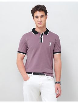 U.S. Polo Assn. Denim Co. - Lavender Men's Solid Slim Fit Polo T-shirt