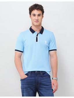 U.S. Polo Assn. Denim Co. - Blue Men's Solid Slim Fit Polo T-shirt