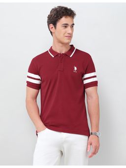 U.S. Polo Assn. Denim Co. - Red Men's Solid Slim Fit Polo T-shirt
