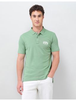 U.S. Polo Assn. Denim Co. - Green Men's Solid Slim Fit Polo T-shirt