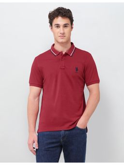 U.S. POLO ASSN. - Red Men's Solid Regular Fit Polo T-shirt