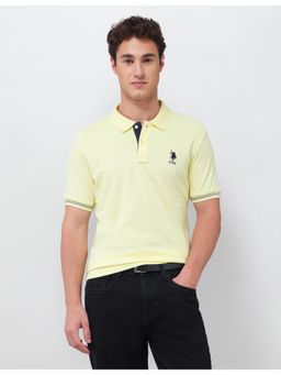 U.S. POLO ASSN. - Yellow Men's Solid Regular Fit Polo T-shirt