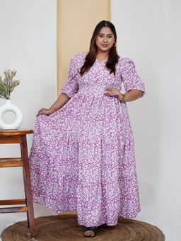 Deebaco - Women's Lavender Layered Plus Size Maxi Dress