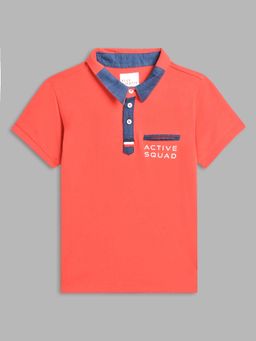 Blue Giraffe - Red Solid Polo T-Shirt