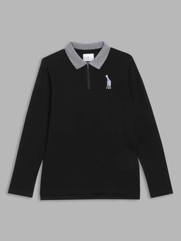 Blue Giraffe - Black Solid Polo T-Shirt
